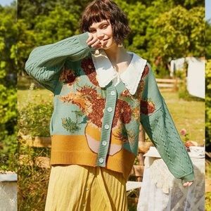 New Galartsy Van Gogh sunflowers cardigan